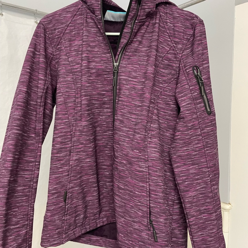 Free Country Purple Utility Jacket with Hood and Full-Length Zipper